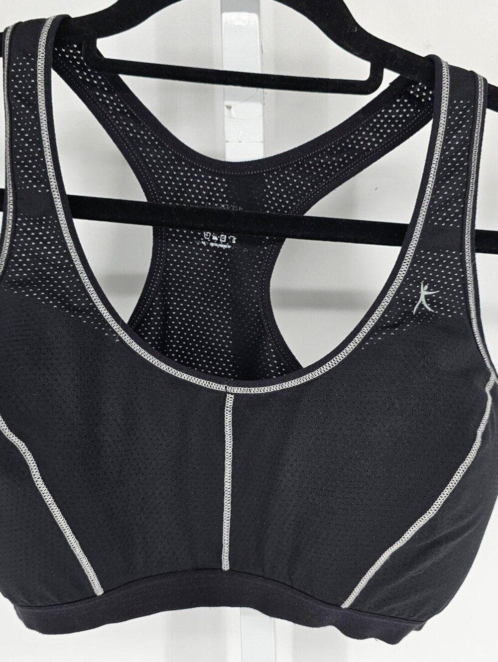 Danskin Now Womens Sz M Racerback Sports Bra Black Mesh Lightly Padded